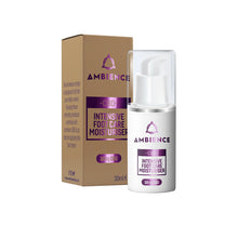 Load image into Gallery viewer, A bottle of Ambience CBD Infused 50mg CBD Foot Care Moisturiser 30ml is displayed next to its brown and purple packaging box. The white pump dispenser and label clearly indicate the 50mg CBD content. Infused with natural hemp extract, this foot and heel care cream from Ambience CBD is perfect for your daily CBD supplement needs. Plus, take advantage of the current offer: buy 1, get 2 free!