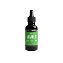 Load image into Gallery viewer, A black dropper bottle labeled "Vitacanna 1400mg Broad Spectrum CBD Oil" features 1400mg broad spectrum CBD from organic hemp extract, is THC-free, vegan, and packed with vitamins A, B, and D in a 30ml size.