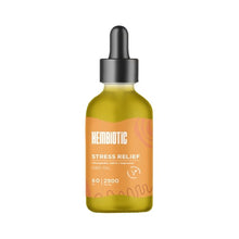 Load image into Gallery viewer, A bottle of Hembiotic 2500mg Bulk CBD Oil - 50ml with 50 servings, equipped with a dropper cap and featuring an orange label with white text. The product highlights its vegan-friendly nature and includes Ashwagandha, L-Theanine, and Magnolia as key ingredients for stress relief.