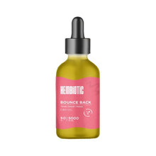 Load image into Gallery viewer, A bottle of Hembiotic 5000mg Bulk CBD Oil - 50ml labeled &quot;Bounce Back.&quot; The packaging features a pink label with white text displaying the product name, dosage of 5000 mg, and volume of 50 ml. The vegan-friendly bottle includes a dropper cap and is lab-tested for quality.
